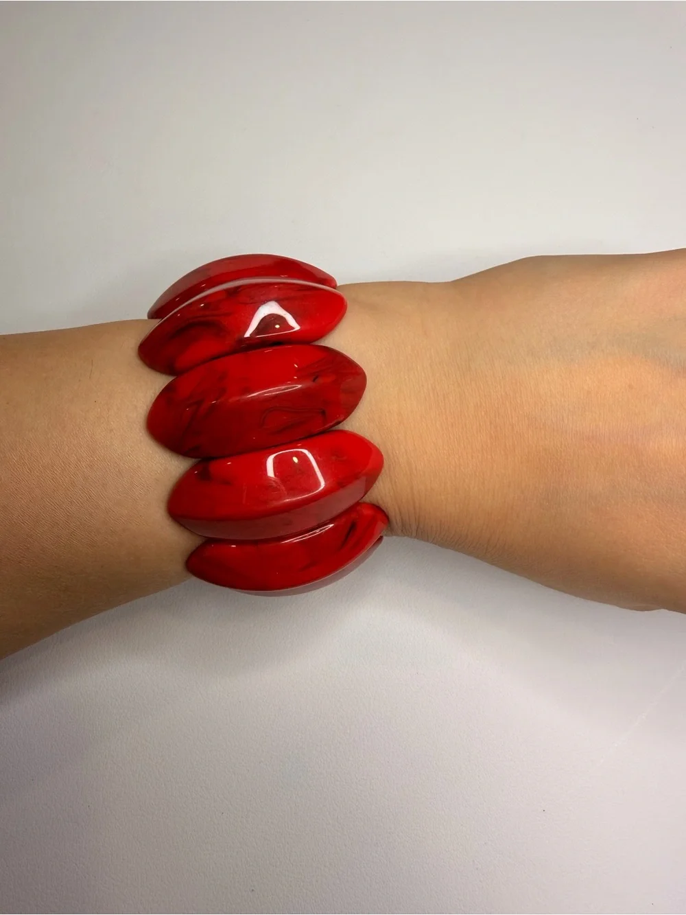 Red Marbled Stretch Bracelet